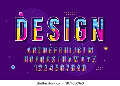 Decorative Memphis Font And Alphabet Vector