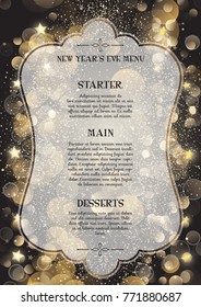 Decorative menu design for New Year's Eve 