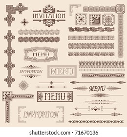 Decorative menu and invitation border elements