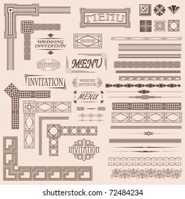 Decorative menu and invitation border elements