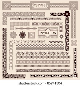 Decorative menu and invitation border elements