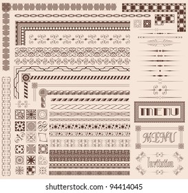 Decorative menu and invitation border elements