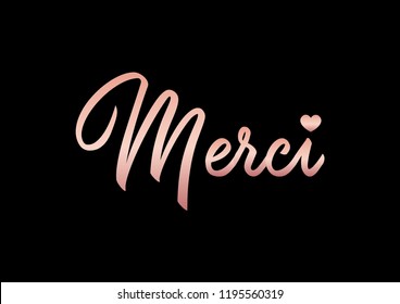 Decorative "Merci" Text with Heart Icon, Black and Pink Design