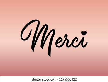 Decorative "Merci" Text with Heart Icon, Black and Pink Design