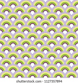 Decorative mermaid scales squama background, vector seamless fabric pattern, tiled textile print. Typical japanese squama scales seamless arc tiles motif. Dragon skin pattern.
