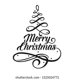 Decorative Merry Christmas typography black and white vector designs
