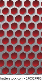 Decorative mesh. Gray pattern with hexagonal holes. 3d sample design. Abstract background for mobile 