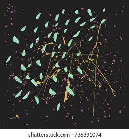 Decorative Messy Vector Background. Hand Drawn textures. Colorful dots, doodles, lines and splashes. Creative backdrop for birthday or party. Trendy design for posters and cards