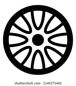 
Decorative metal disk inside tire denoting car hubcap 
