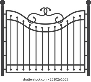 Decorative metal lattice fence. Iron black railing
