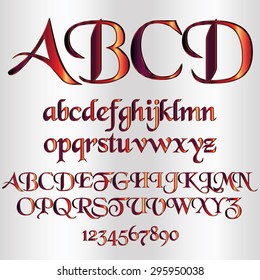 Decorative metallic font - orange/red gradient