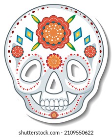 Decorative Mexican skull on white background illustration