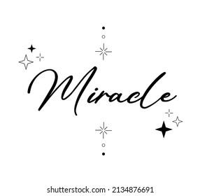 Decorative Miracle Slogan with Stars, Vector Design