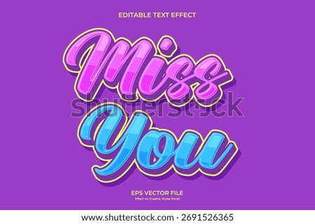 decorative miss you editable text effect design