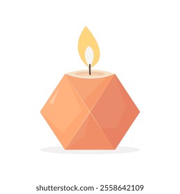 Decorative modern candle for home decor, holiday, birthday, Christmas designs. Vector illustration isolated on a white background in flat style.