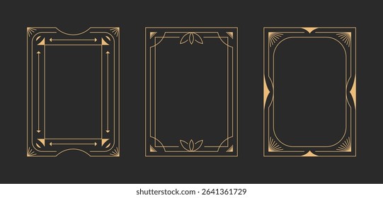 Decorative modern golden frame minimalism collection. Art deco luxury line art ornaments.