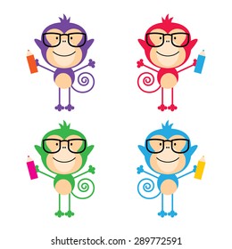 Decorative monkey with a pencil in glasses
