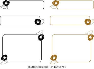 Decorative monochromatic frame set with camellia flowers