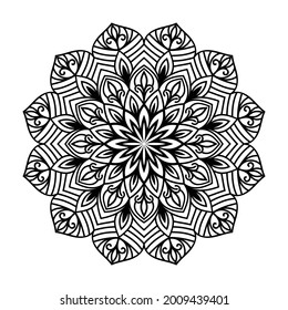 Decorative monochrome ethnic mandala pattern. Anti-stress coloring book page for adults. Hand drawn illustration