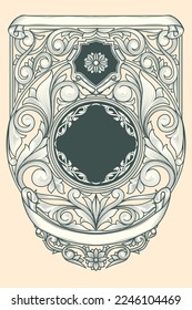Decorative monochrome ornate retro blank emblem