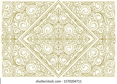 Decorative monochrome ornate retro design blank card