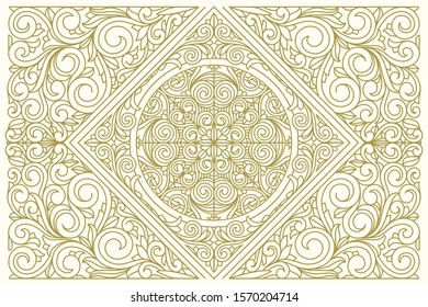Decorative monochrome ornate retro design blank card