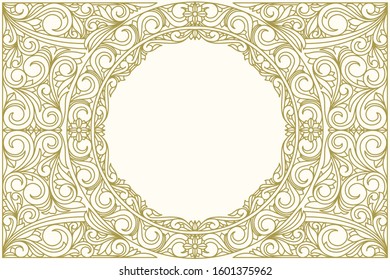 Decorative monochrome ornate retro design blank card