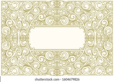 Decorative monochrome ornate retro design blank card