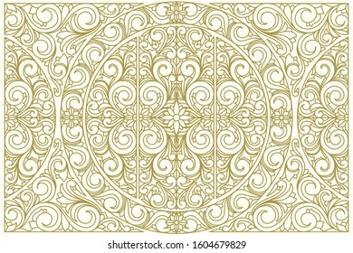 Decorative monochrome ornate retro design blank card