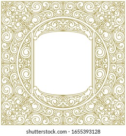 Decorative monochrome ornate vintage design blank card
