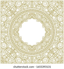 Decorative monochrome ornate vintage design blank card