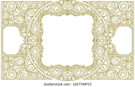 Decorative monochrome ornate vintage design blank card