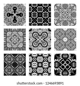 Decorative monochrome tile pattern design. Simple interrior mosaic black