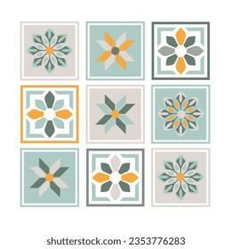 Diseño decorativo de patrones de mosaico monocromo, vector, ilustración, pegatina.