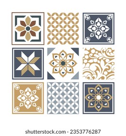 Decorative monochrome tile pattern design, vector, illustration, sticker.