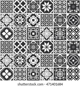 Diseño decorativo de mosaico monocromo. Ilustración vectorial.
