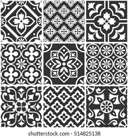 Decorative monochrome tile pattern design. Vector illustration.