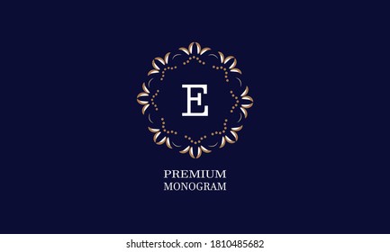 Decorative monogram design with the letter of the alphabet E. Elegant logo of the logo of the restaurant, hotel, business. Can be used for invitations, booklets, postcards.