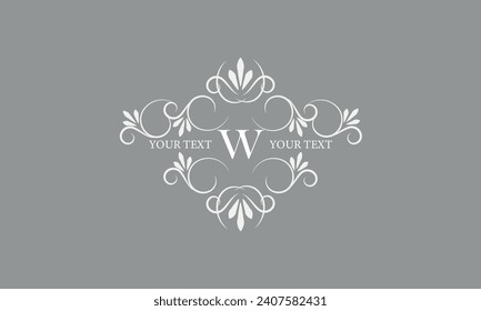 Decorative monogram design with letter W in the center. Luxury logo for sign, restaurant, boutique, cafe, hotel, heraldry, jewelry, fashion