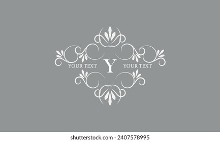 Decorative monogram design with letter Y in the center. Luxury logo for sign, restaurant, boutique, cafe, hotel, heraldry, jewelry, fashion