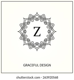 Decorative  monogram. Element for logo design.  Vector illustration. Letter Z.