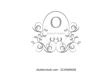 Decorative monogram in gray tones with the letter O. Logo design for restaurants, hotel cards, business. Business refined style and brand of the company.