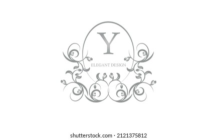 Decorative monogram in gray tones with the letter Y. Logo design for restaurants, hotel cards, business. Business refined style and brand of the company.