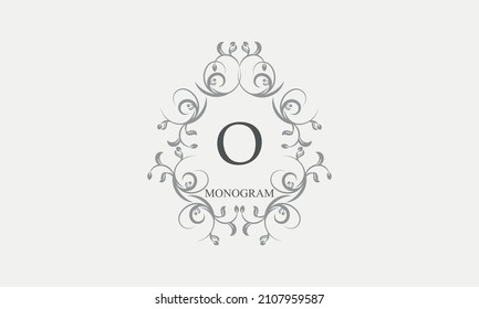 Decorative monogram with the initials O. Logo template with exquisite elements and floral ornaments for restaurants, clubs, boutiques, cafes, hotel cards. Business style and brand of the company.