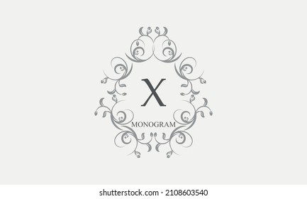 Decorative monogram with the initials X. Logo template with exquisite elements and floral ornaments for restaurants, clubs, boutiques, cafes, hotel cards. Business style and brand of the company.