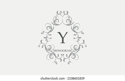 Decorative monogram with the initials Y. Logo template with exquisite elements and floral ornaments for restaurants, clubs, boutiques, cafes, hotel cards. Business style and brand of the company.
