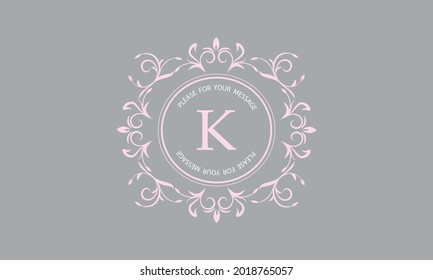 Decorative monogram in pastel colors for invitation cards with the letter K. Graphic design of the page, cafe, hotel, business.