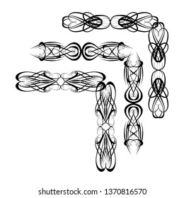 Decorative monograms and calligraphic borders.  Graphic design page. Classic design elements for wedding invitation