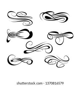 Decorative monograms and calligraphic borders.  Graphic design page. Classic design elements for wedding invitation