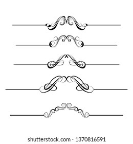 Decorative monograms and calligraphic borders.  Graphic design page. Classic design elements for wedding invitation